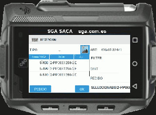 sistema de gestión de almacnes. terminal de radiofrecuencia en android con pantalla de recepción de materiales con procedimientos de cross-docking